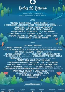 Noches del Botánico-cartel 2023-De conciertos y festivales-www.musicoming